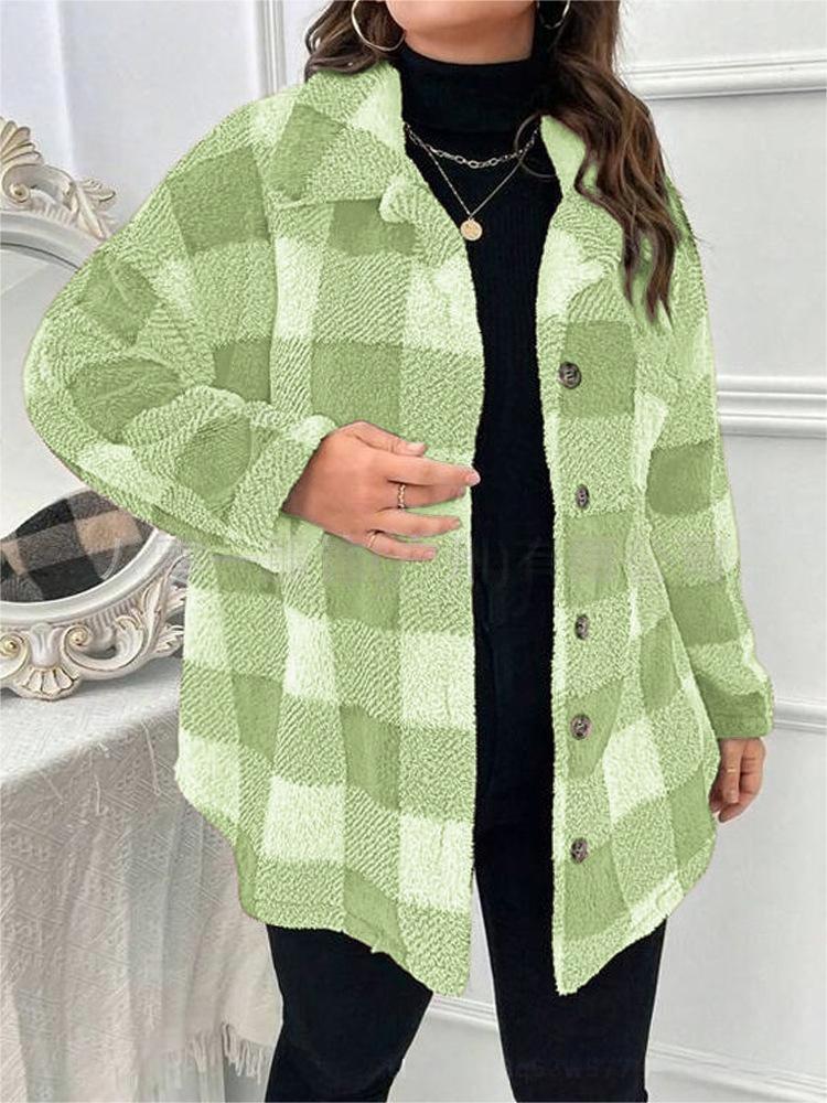 Damen Fließende Karierte Overshirt EB