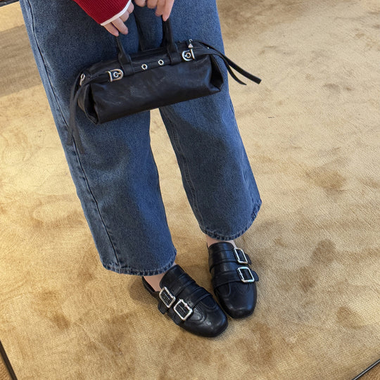Damen Mules mit doppeltem Schnallenverschluss und eleganter Lederoberfläche EB