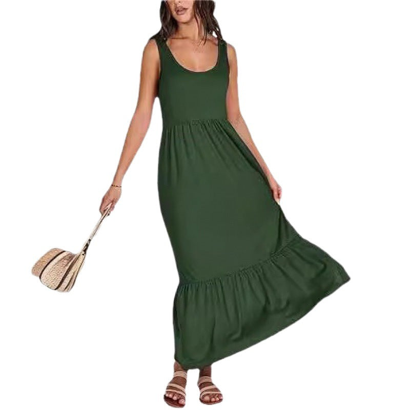 Damen Sommerliches Maxikleid mit praktischen Taschen und voluminösem Saum EB