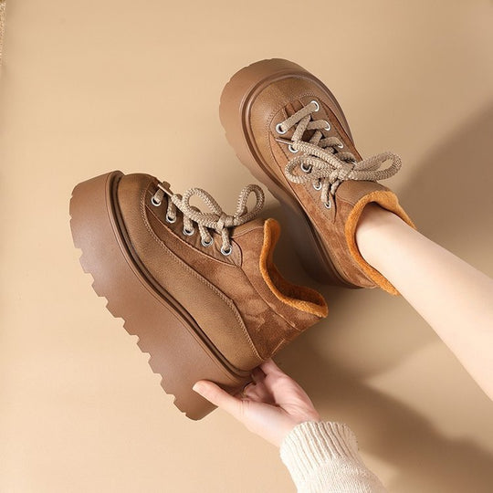 Damen Modische Plateausneaker mit robustem Obermaterial und hochgezogenem Schaft EB