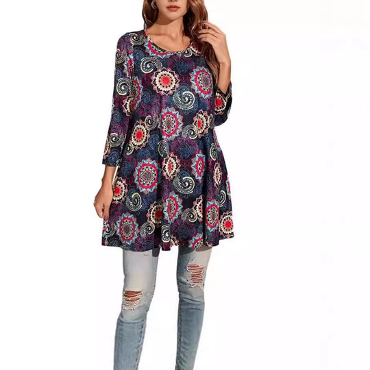 Damen Tunika mit einzigartigem Mandala-Druck EB