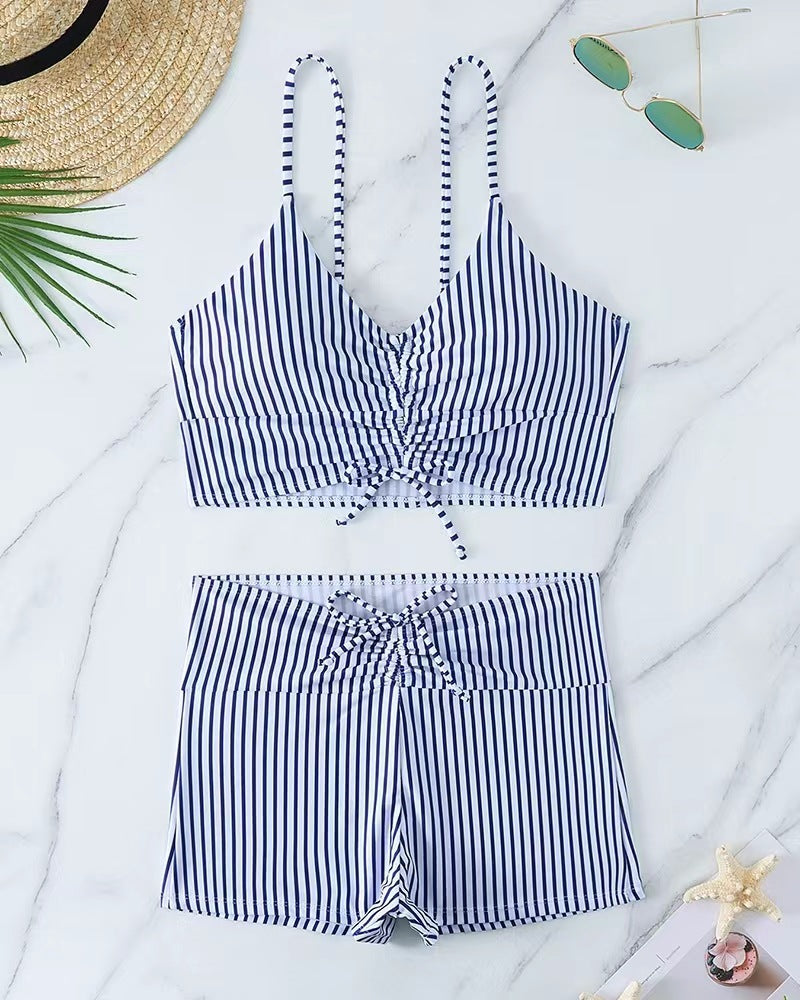 Damen Bikini mit floralem Rüschendesign und verstellbaren Trägern EB