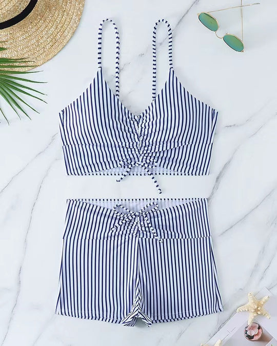 Damen Bikini mit floralem Rüschendesign und verstellbaren Trägern EB