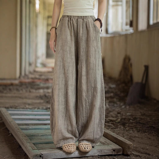 Damen weite Hose mit strukturierter Oberfläche EB