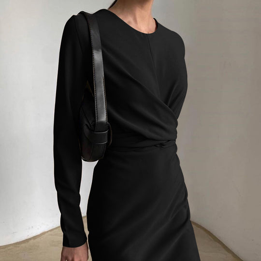 Damen Elegantes Wickelkleid mit langen Ärmeln und figurbetontem Schnitt EB