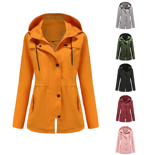 Damen wetterfeste Freizeitjacke mit verstellbarer Kapuze EB