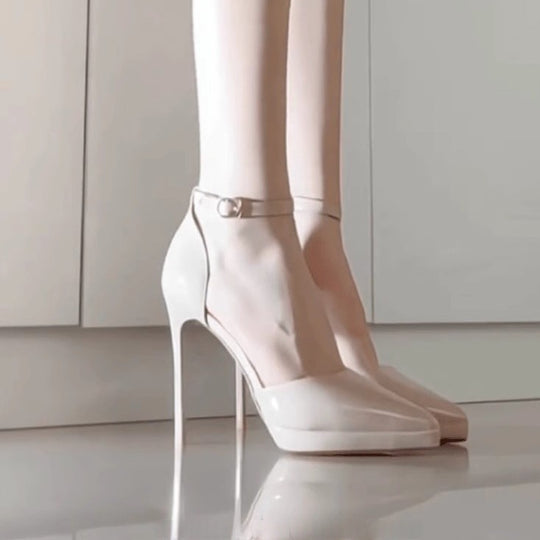 Damen Glamouröse Plateau-Pumps mit verstellbarem Knöchelriemen EB