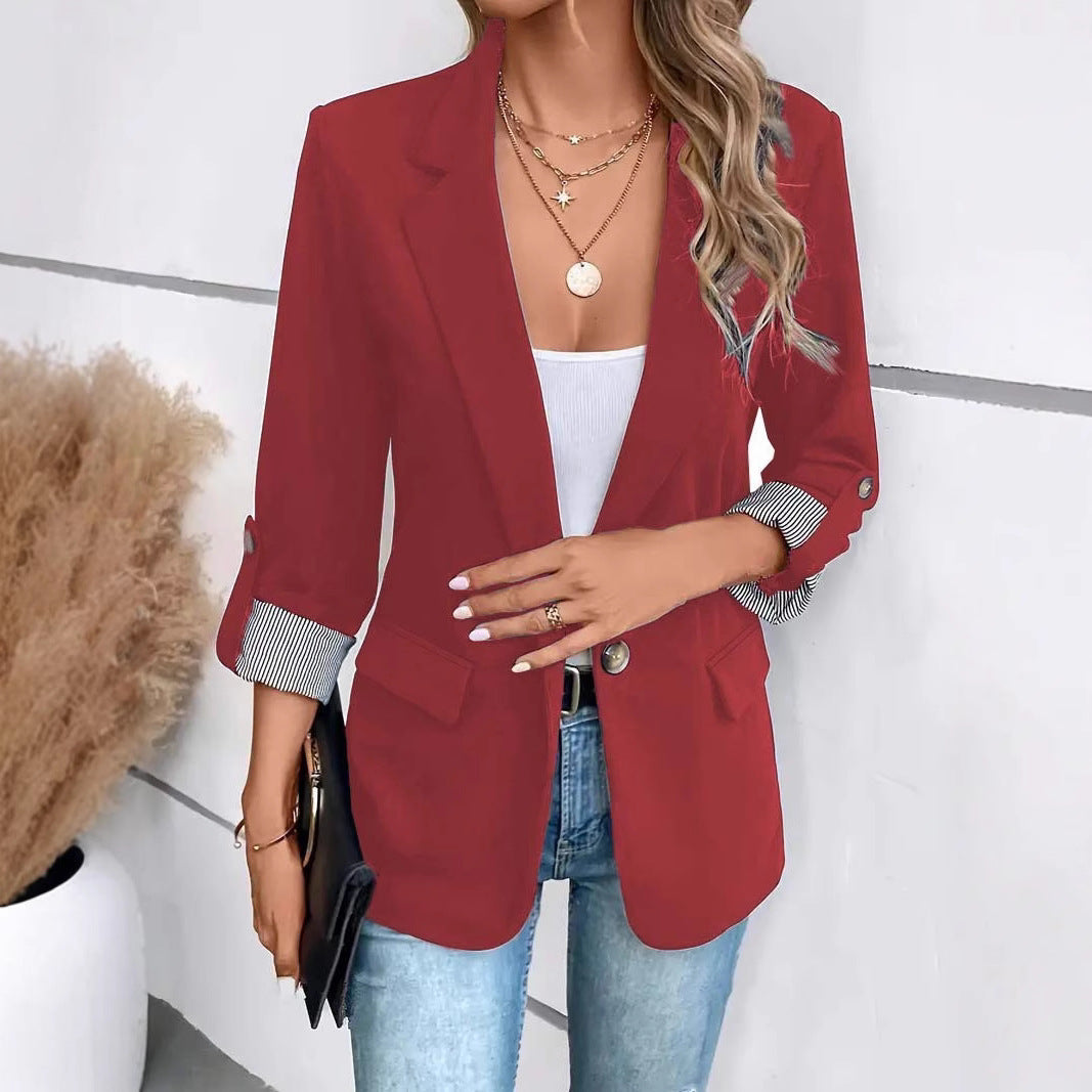 Damen Elegante Blazerjacke mit modischen Streifenärmeln EB