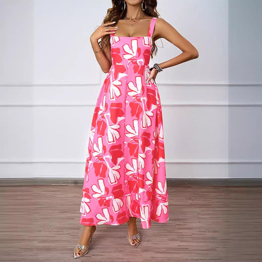 Damen Maxikleid mit modernem Blumendesign und schmeichelnder Silhouette EB