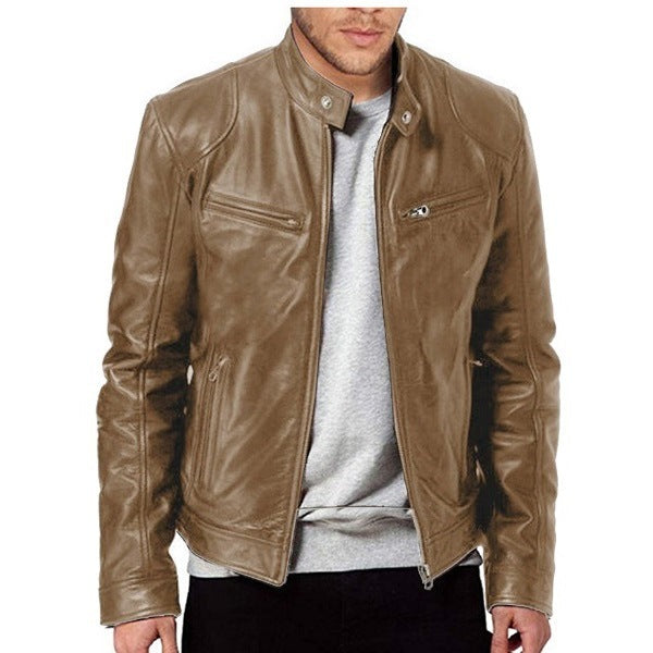 Herren Bikerlederjacke mit asymmetrischem Reißverschluss