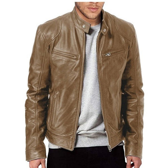 Herren Bikerlederjacke mit asymmetrischem Reißverschluss