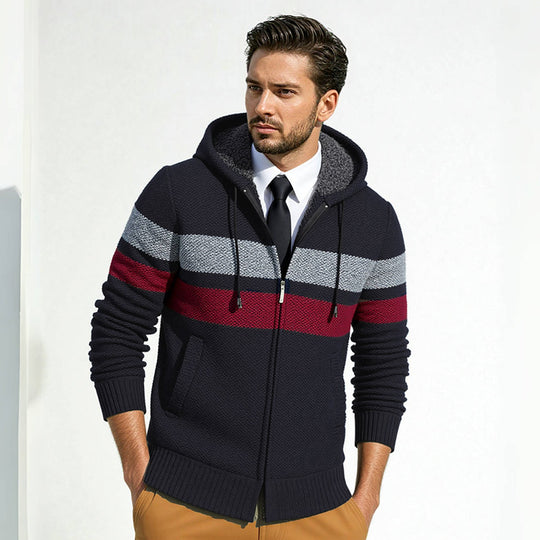 Herren Strickjacke mit Kapuze und modischem Zipper EB