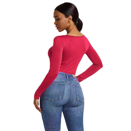Damen Eleganter Langarmbody aus angenehmem Stretchmaterial EB