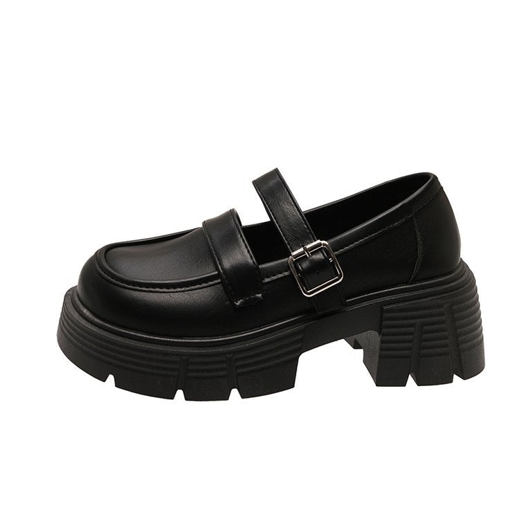 Damen modische Mokassins mit verstellbarem Schnallenriemen und robustem Blockabsatz EB