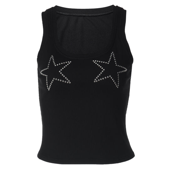 Damen Sportliches Tanktop mit Sternenapplikationen EB