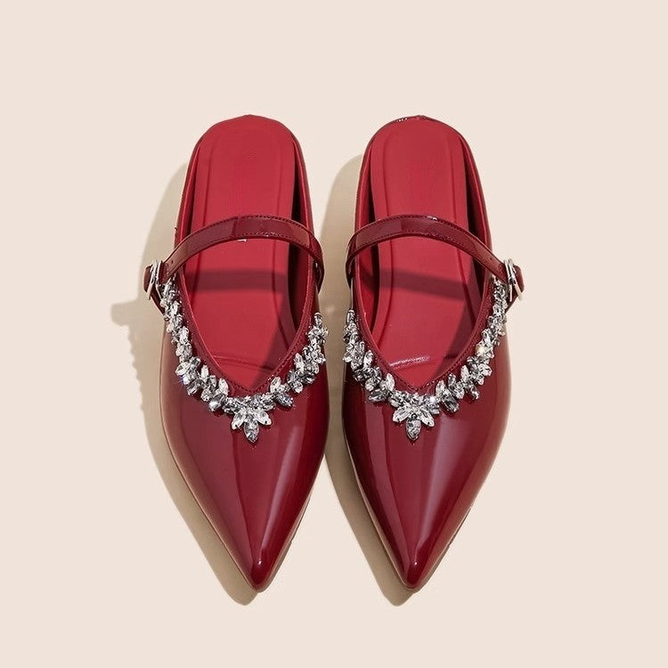 Damen elegante Slingback-Schuhe mit Kristallverzierungen EB