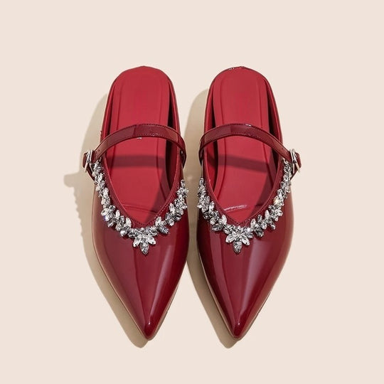 Damen elegante Slingback-Schuhe mit Kristallverzierungen EB
