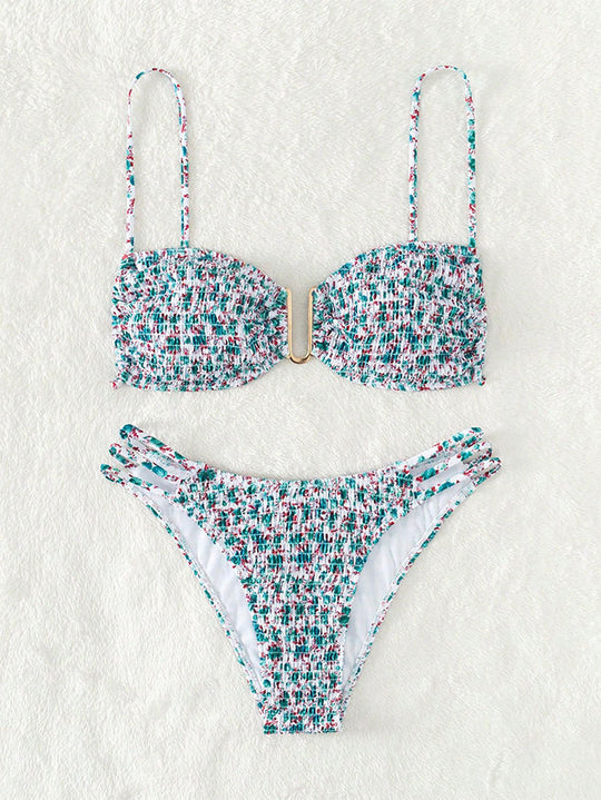Damen Push-Up-Bikini mit verstellbaren Trägern und goldenen Akzenten EB