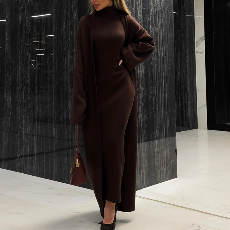 Damen Strick Kleid mit Longcardigan EB