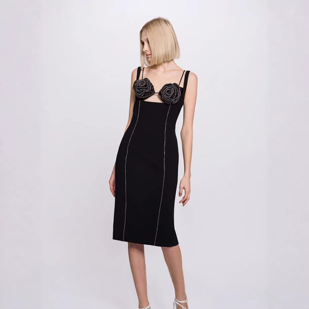 Damen figurbetontes Kleid mit floralem Spitzenbesatz und elegantem Schnürdetail EB