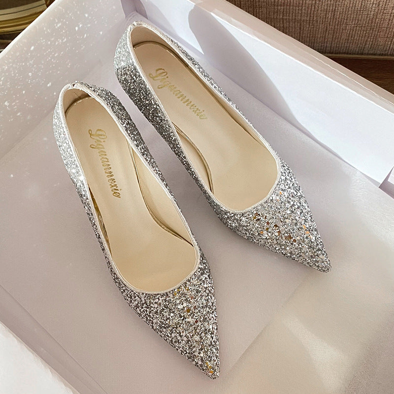 Damen schicke Pumps mit glitzerndem Obermaterial und elegantem Stiletto EB