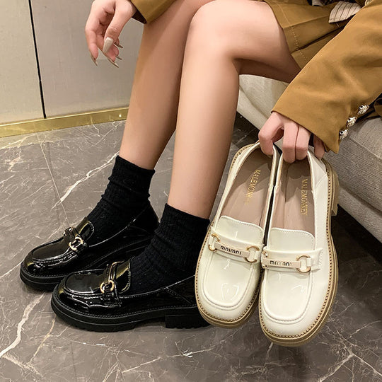 Damen Klassische Loafer mit modischer Schnallenverzierung EB