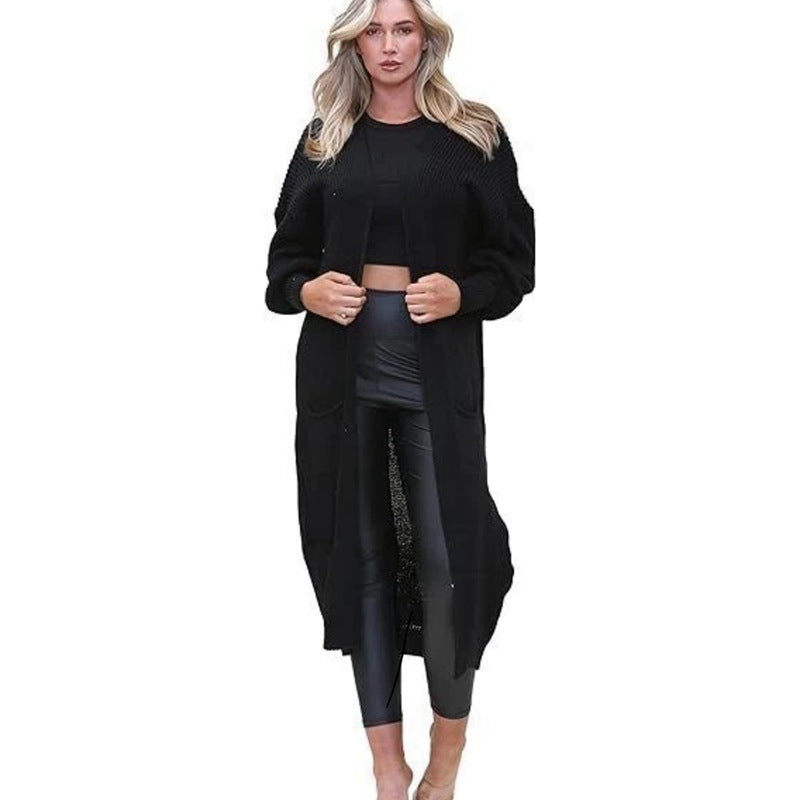 Damen Großer Strickcardigan mit weichem Material und praktischen Taschen EB
