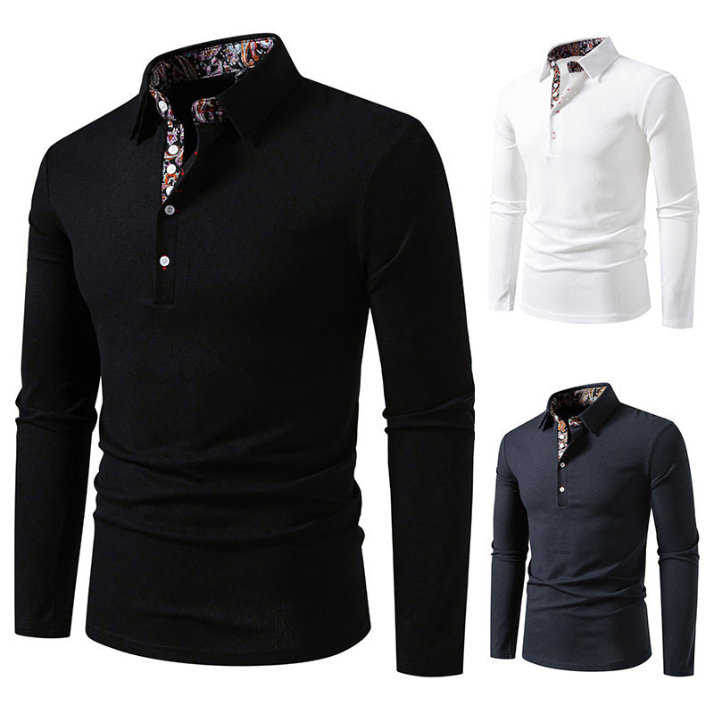 Herren Langarm Poloshirt mit außergewöhnlichem Kragen-Design EB