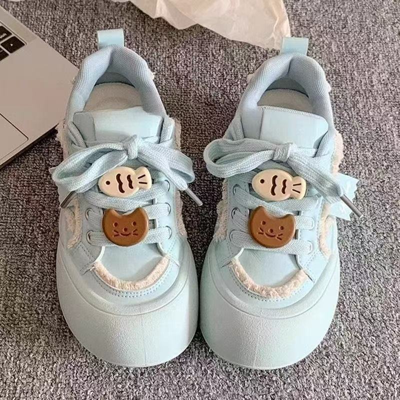 Damen Verspielte Chunky Sneakers mit lustigen Tierapplikationen und bequemer Sohle EB