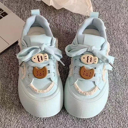 Damen Verspielte Chunky Sneakers mit lustigen Tierapplikationen und bequemer Sohle EB