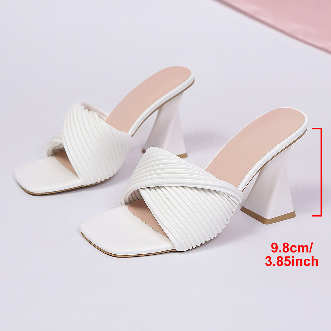 Damen elegante Plateau-Pantoletten mit geflochtenem Riemendesign EB