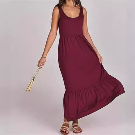 Damen Sommerliches Maxikleid mit praktischen Taschen und voluminösem Saum EB
