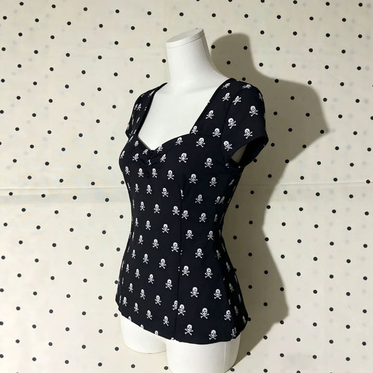 Damen Baumwollshirt mit Totenkopf-Muster EB