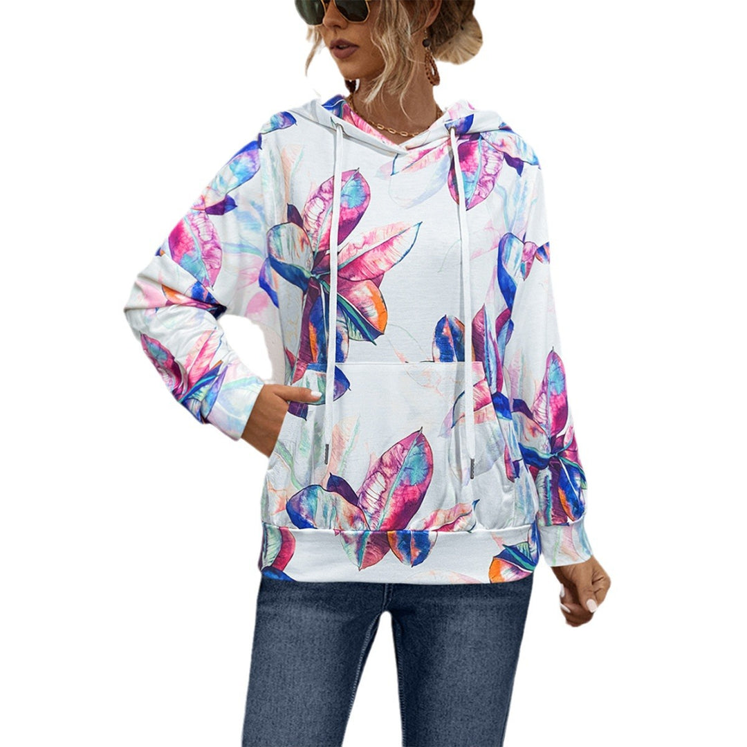 Damen Kapuzenpullover mit blühendem Blumenmuster und gemütlichem Schnitt EB