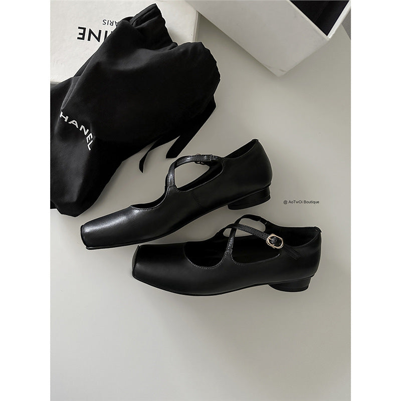 Damen Elegante Mary Jane Ballerinas mit Leopardenmuster und verstellbarem Riemenverschluss EB