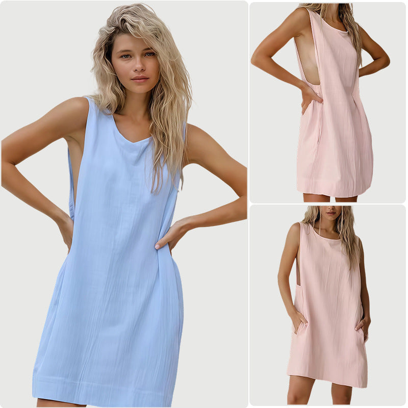 Damen Freizeit-Langarmkleid mit lockerem Schnitt und tiefem V-Ausschnitt EB