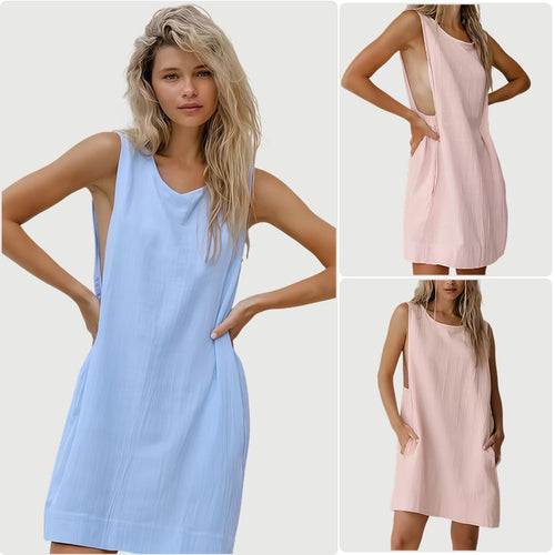 Damen Freizeit-Langarmkleid mit lockerem Schnitt und tiefem V-Ausschnitt EB