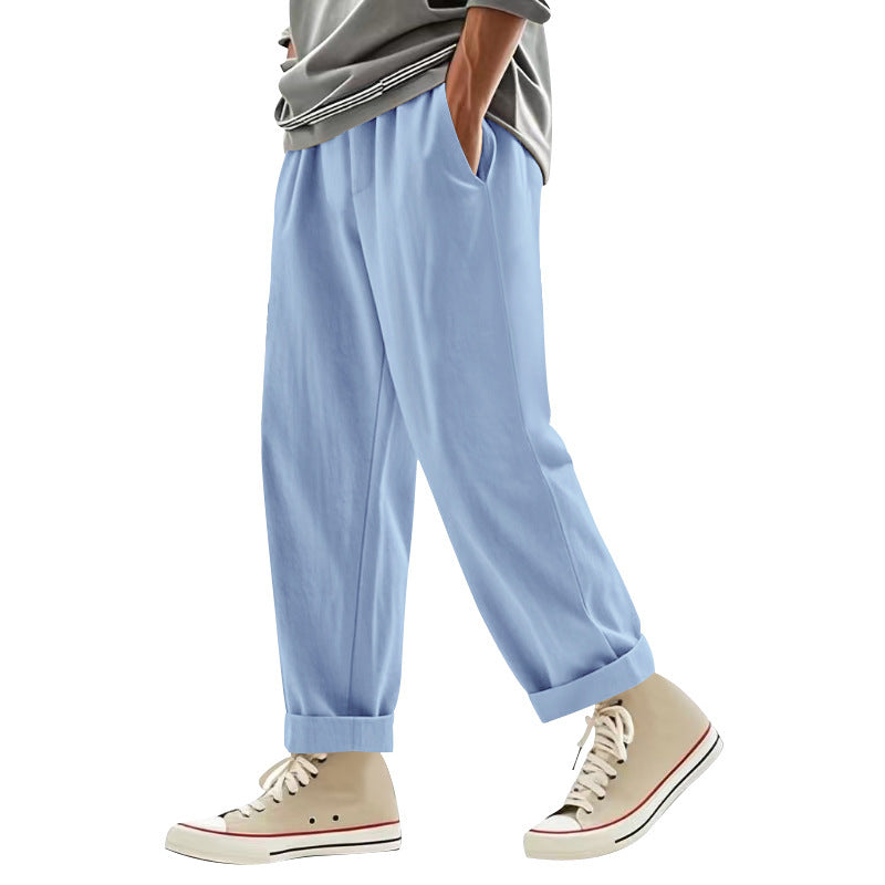 Herren nan weite Bundfalten-Chinohose mit Umschlag, konisch zulaufendem Schnitt und seitlichen Eingrifftaschen EB