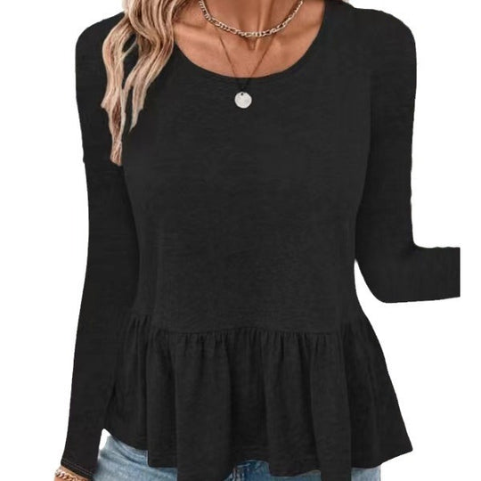 Damen Langarmshirt mit voluminösem Peplumschnitt EB