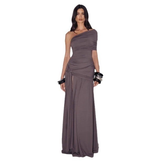 Damen Exquisites Abendkleid im asymmetrischen Design mit hohem Schlitz EB