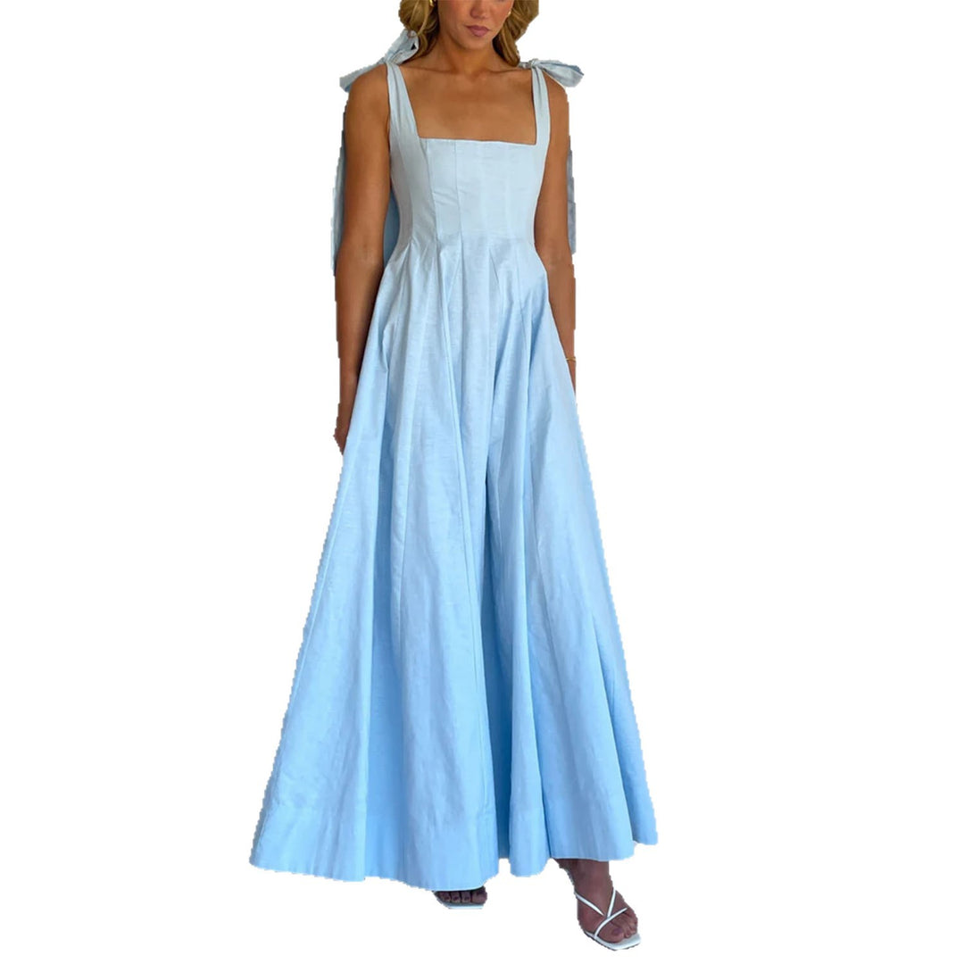 Damen Elegantes Maxikleid mit modernen Schulterbändern und fließendem Schnitt EB