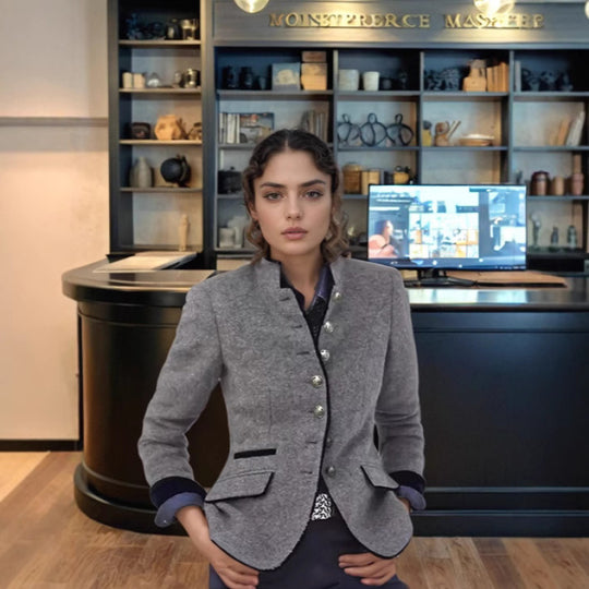 Damen Hochwertiger und eleganter Blazer mit Knopfdetails EB