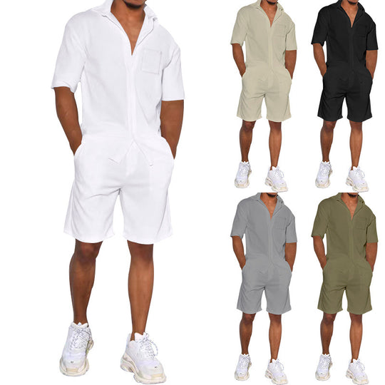 Herren lässiges Kurzarm-Walking-Outfit mit praktischen Taschen EB