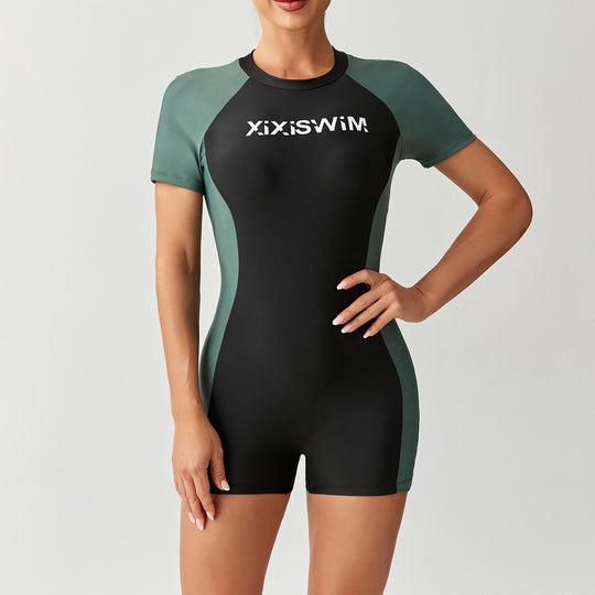 Damen Sportlicher Schwimmanzug mit kurzem Arm EB