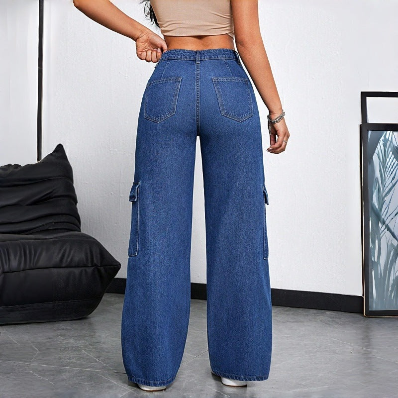 Damen Cargo-Jeans im lässigen Oversized-Schnitt mit praktischen Seitentaschen EB