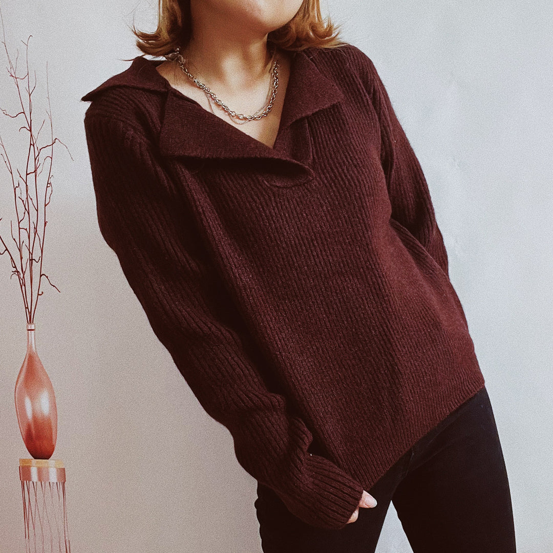 Damen lässiger Pullover mit modernem Rippdesign EB