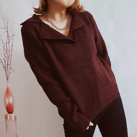 Damen lässiger Pullover mit modernem Rippdesign EB