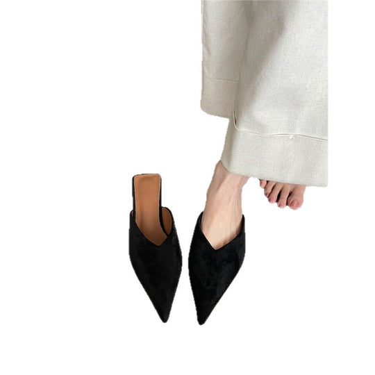 Damen spitze Mules mit elegantem Velourslederfutter EB