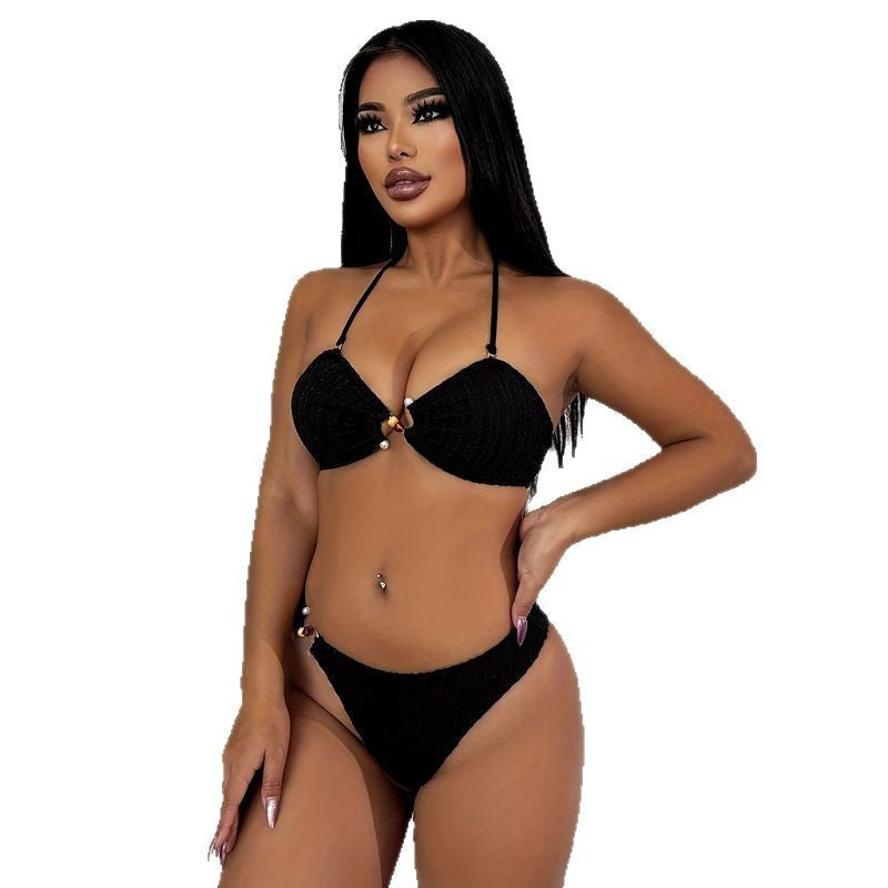 Damen Hochgeschnittener Bikini mit raffinierten Verzierungen EB