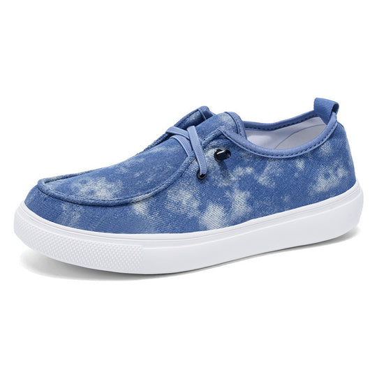 Damen lässige Slip-On Sneakers aus atmungsaktivem Denim mit elastischem Einschlupf EB